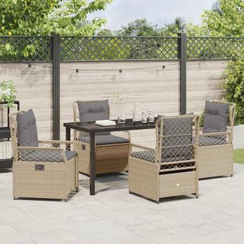 5-teiliges Garten-Dining-Set Beige Poly-Rattan