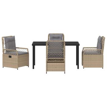 5-teiliges Garten-Dining-Set Beige Poly-Rattan