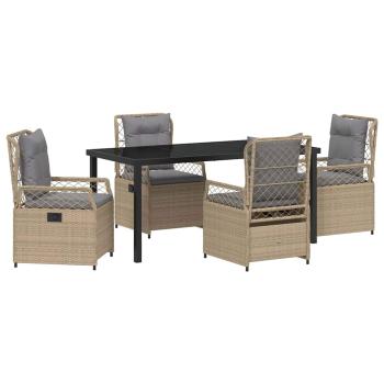 5-teiliges Garten-Esszimmer-Set Beige Poly-Rattan