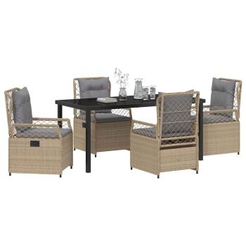 5-teiliges Garten-Esszimmer-Set Beige Poly-Rattan