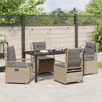 5-teiliges Garten-Esszimmer-Set Beige Poly-Rattan