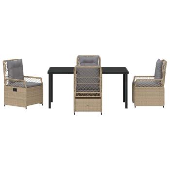5-teiliges Garten-Esszimmer-Set Beige Poly-Rattan