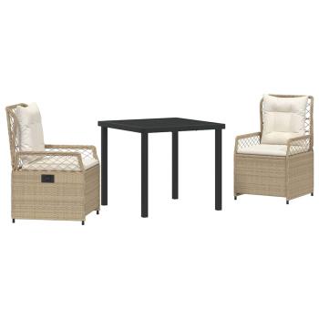 3-teiliges Garten-Ess-Set Beige Poly-Rattan