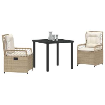 3-teiliges Garten-Ess-Set Beige Poly-Rattan