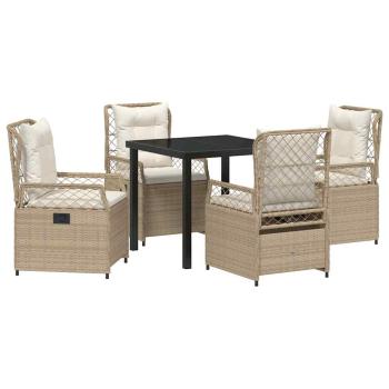5-teiliges Garten-Essenset Beige Poly-Rattan