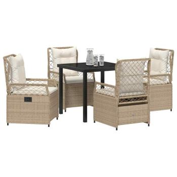 5-teiliges Garten-Essenset Beige Poly-Rattan