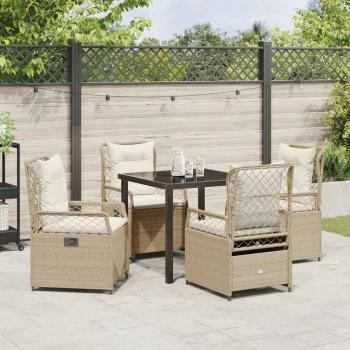 5-teiliges Garten-Essenset Beige Poly-Rattan