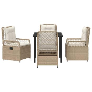 5-teiliges Garten-Essenset Beige Poly-Rattan