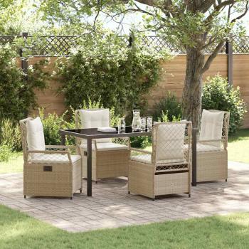 ARDEBO.de - 5-teiliges Garten-Essset Beige Poly-Rattan