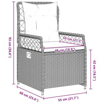 3 Teiliges Garten-Dining-Set Hellgrau Poly-Rattan