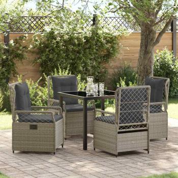 ARDEBO.de - 5-teiliges Garten-Ess-Set Hellgrau Poly-Rattan