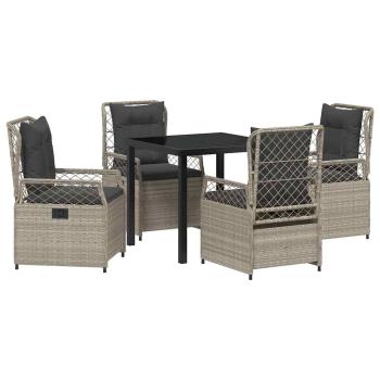 5-teiliges Garten-Ess-Set Hellgrau Poly-Rattan
