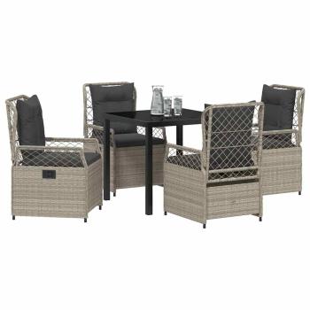 5-teiliges Garten-Ess-Set Hellgrau Poly-Rattan
