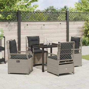 5-teiliges Garten-Ess-Set Hellgrau Poly-Rattan