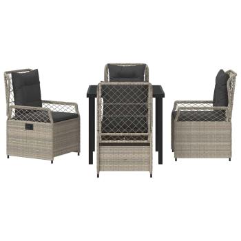 5-teiliges Garten-Ess-Set Hellgrau Poly-Rattan