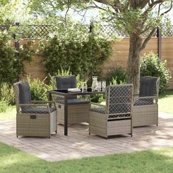 ARDEBO.de - 5-teiliges Garten-Esszimmer-Set Hellgrau Poly-Rattan