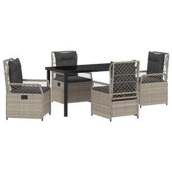 5-teiliges Garten-Esszimmer-Set Hellgrau Poly-Rattan