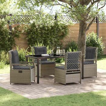 ARDEBO.de - 5-teiliges Gartenmöbel Set in Hellgrau aus Poly-Rattan