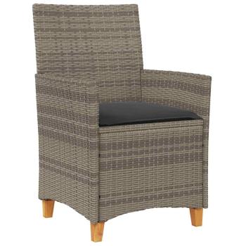 ARDEBO.de - 7-teiliges Garten-Ess-Set mit Kissen Grau Poly-Rattan