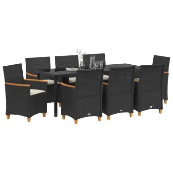 Garten Essgruppe 9 stk. Schwarz Poly-Rattan
