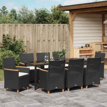 Garten Essgruppe 9 stk. Schwarz Poly-Rattan