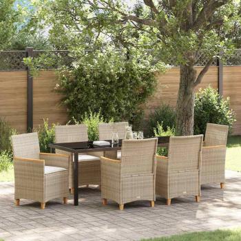 ARDEBO.de - Garten Essgruppe 7 pcs Beige Poly-Rattan