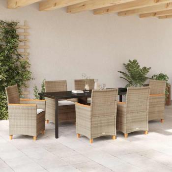 Garten Essgruppe 7 pcs Beige Poly-Rattan