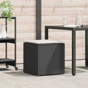 ARDEBO.de - Außenlagerungskiste Schwarz und Creme Rattan, Polyester 80 cm