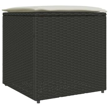 Außenlagerungskiste Schwarz und Creme Rattan, Polyester 80 cm