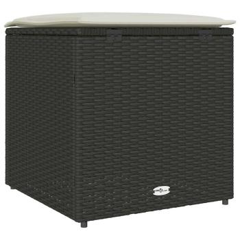 Außenlagerungskiste Schwarz und Creme Rattan, Polyester 80 cm