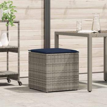 ARDEBO.de - Aufbewahrungsbox Grau und Marineblau Rattan und Polsterstoff Mittel