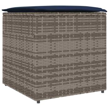 Aufbewahrungsbox Grau und Marineblau Rattan und Polsterstoff Mittel