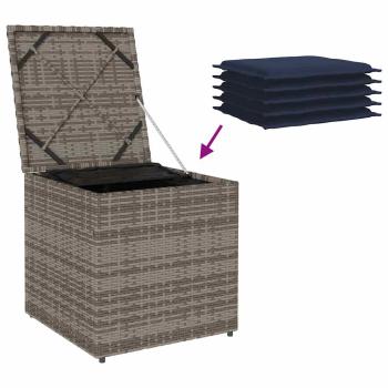 Aufbewahrungsbox Grau und Marineblau Rattan und Polsterstoff Mittel