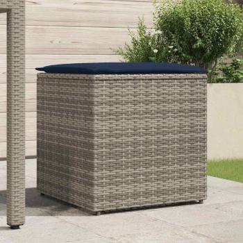 Aufbewahrungsbox Grau und Marineblau Rattan und Polsterstoff Mittel