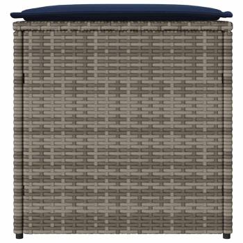 Aufbewahrungsbox Grau und Marineblau Rattan und Polsterstoff Mittel