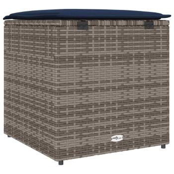Aufbewahrungsbox Grau und Marineblau Rattan und Polsterstoff Mittel