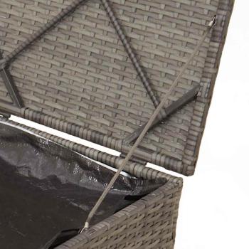 Aufbewahrungsbox Grau und Marineblau Rattan und Polsterstoff Mittel