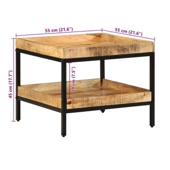 Beistelltisch 55x55x45 cm Massivholz Grobes Mango