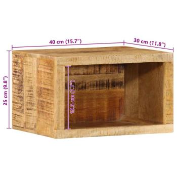 wandmontierter Nachttisch 40x30x25 cm Massivholz Rohes Mango