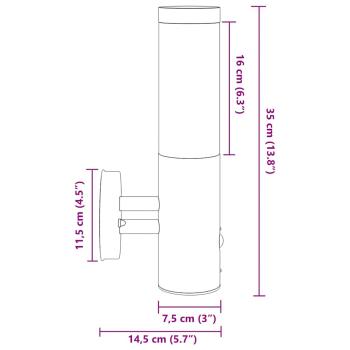 Außenwandleuchte mit Sensor Silber Edelstahl IP44