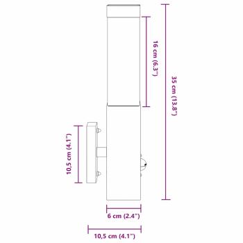 Außenwandlampe mit Sensor Schwarz Edelstahl IP44