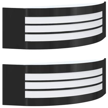 ARDEBO.de - Außenwandleuchte 2er Set Schwarz Edelstahl IP44