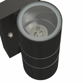 ARDEBO.de - Außenwandleuchten mit Sensor 2er Set Schwarz Edelstahl IP44