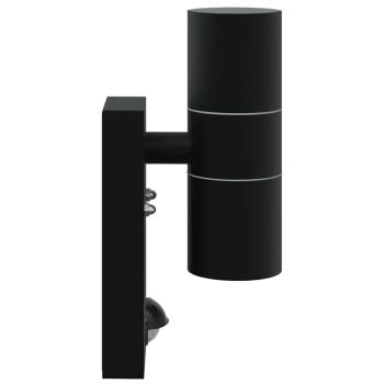 Außenwandleuchten mit Sensor 2er Set Schwarz Edelstahl IP44