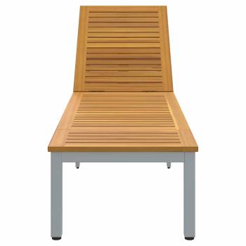 Sonnenliege Grau 200x55x35 cm Massivholz Akazie