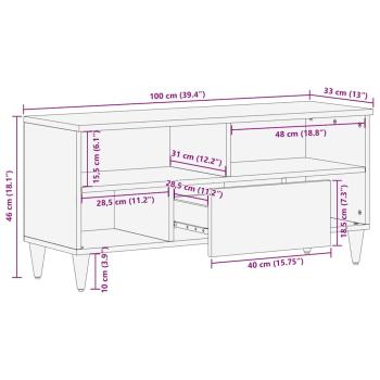 TV-Schrank 100x33x46 cm aus massivem Mangoholz