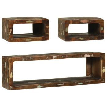 3-teiliges TV-Schranksystem Bunt Massivholz Recycelter