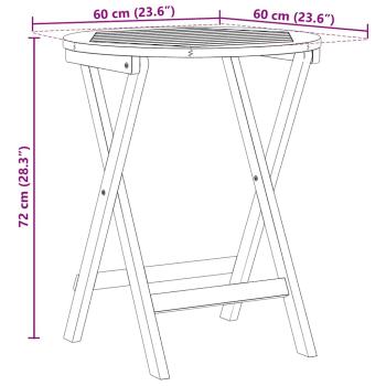 Klappbarer Gartentisch Rund Ø60x72 cm Massivholz Akazie