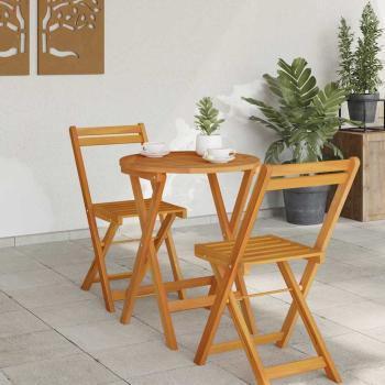 Klappbarer Gartentisch Rund Ø60x72 cm Massivholz Akazie