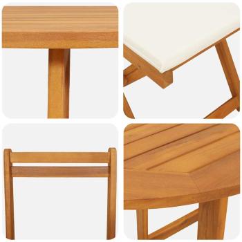 3-teiliges Klapp-Bistroset mit Kissen aus massivem Akazienholz